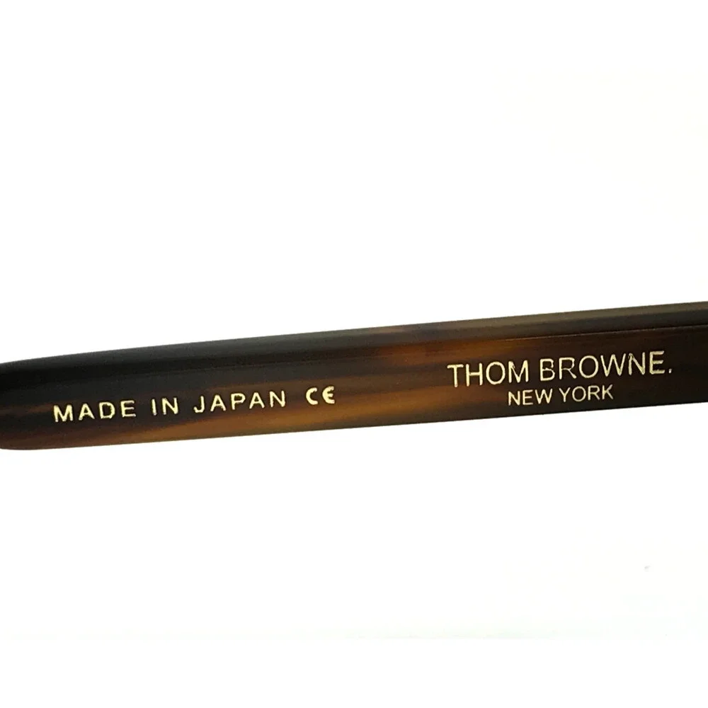 Thom Browne Sunglasses TB-709-B-T-WLT-GLD-51 Brown Walnut Gold Frames Green Lens